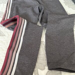 Gray Leggings with Striped Detail